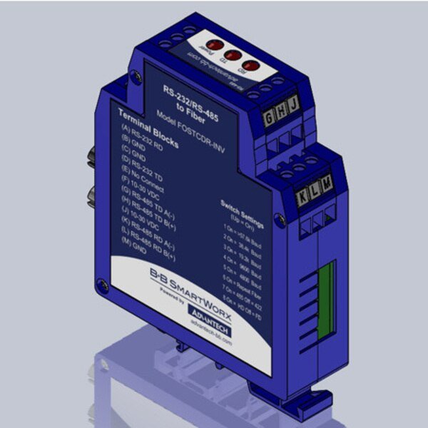 232/422/485 To Fiber Din Rail - Inverted, B+B Smartworx, Mfr#: FOSTCDR-INV